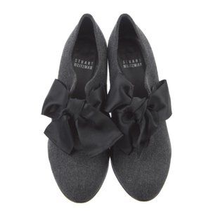 Grey Felt Stuart Weitzman Mule Heels with Bow Accent and Box
